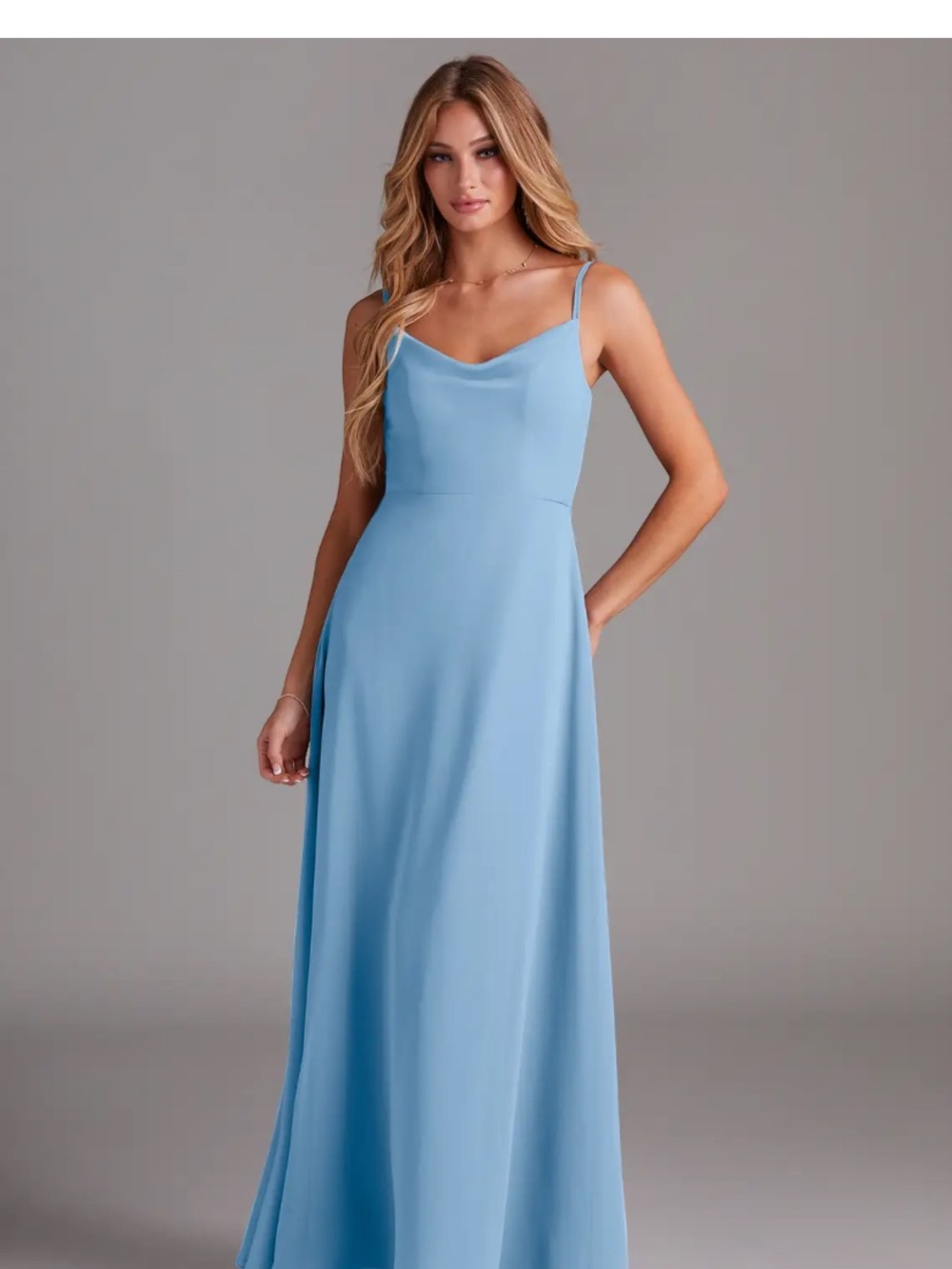 Azazie Powder Blue Daenerys Spaghetti Strap Maxi Dress size 4
